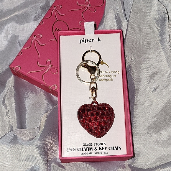 Piper K Red gem Heart Charm Key Chain fob - Picture 1 of 2